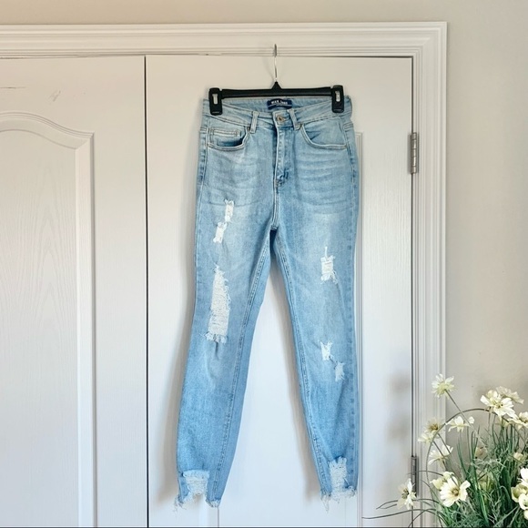 Wax Jeans High Rise Distressed Skinny Jeans - Picture 2 of 13